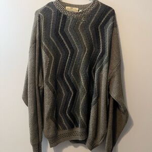 Pronto Uomo Chevron Crewneck Sweater - Olive and‎ Gray